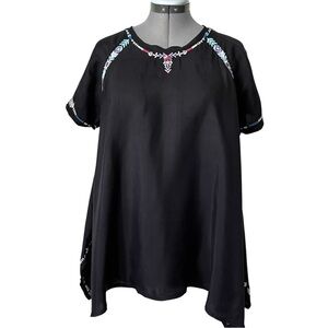 Johnny Was workshop embroidered tunic black M
